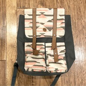 Roxy Backpack Pockets Pink Army Green
